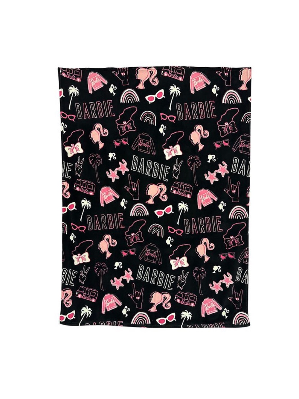 Barbie Black and Pink Icon Pattern Plush Throw